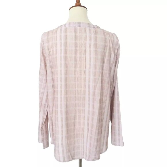 Misslook Beige Striped Cotton Blouse Tunic Top Size Large NWOT - Picture 3 of 8